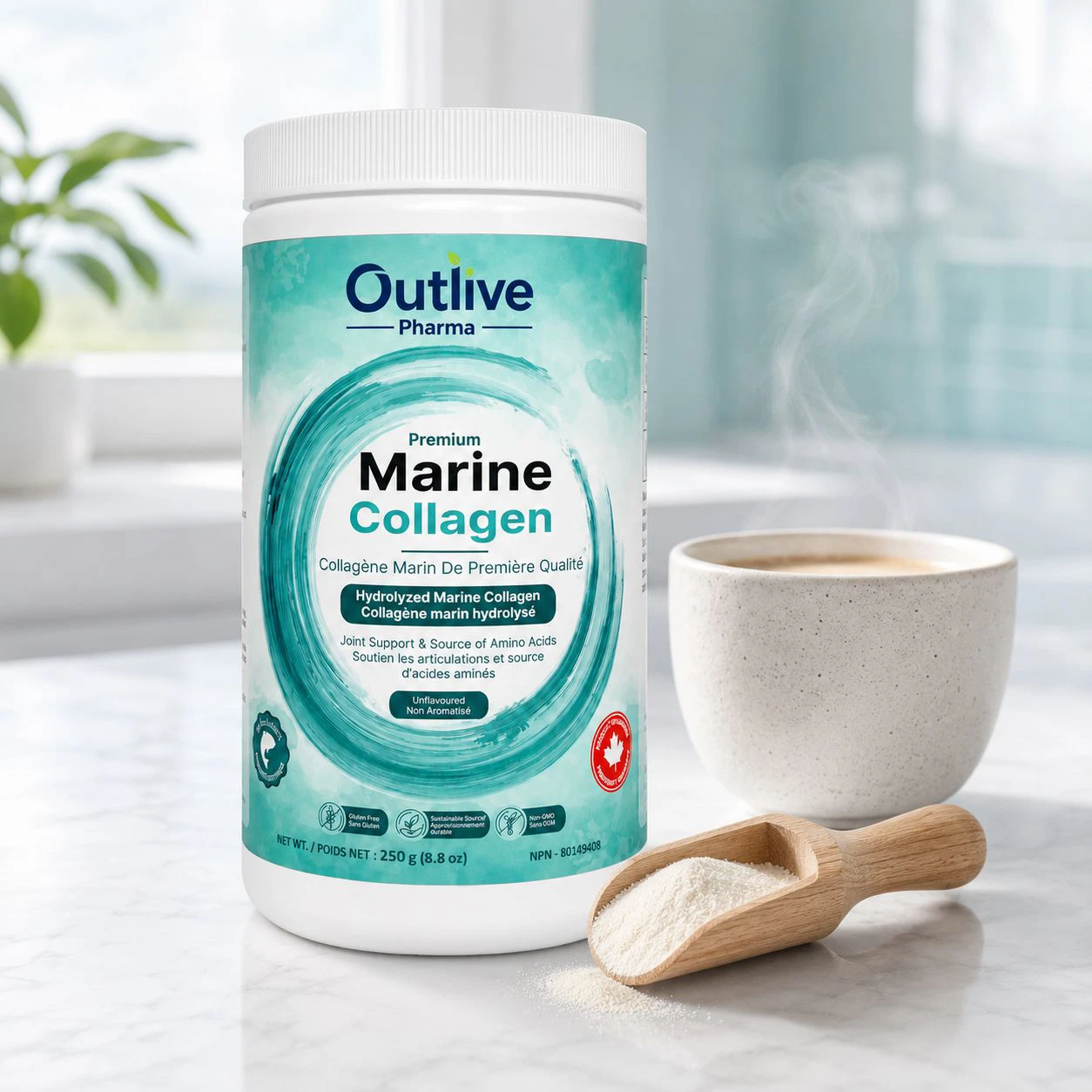 Outlive Premium Marine Collagen Powder – Hydrolyzed Fish Collagen, Unflavoured - Image 4